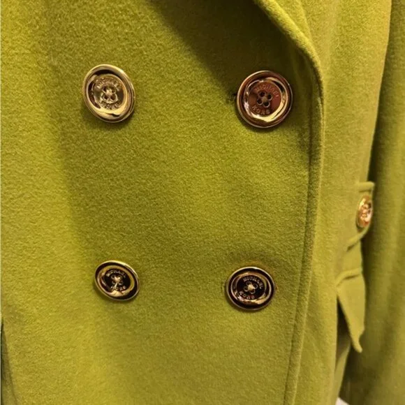 Women's Green Double-Breasted Coat - Picture 3 of 16